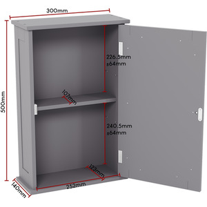 Grey Priano Wall Cabinet - Grey by Vida Designs