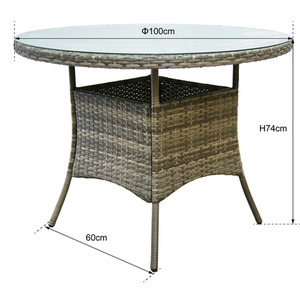 Deluxe Rattan 4 Seater Bistro Set with Round Table - Grey by RayGar