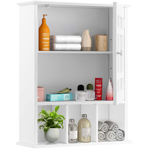 Bathroom Wall Cabinet Display Shelving Unit - White by Costway