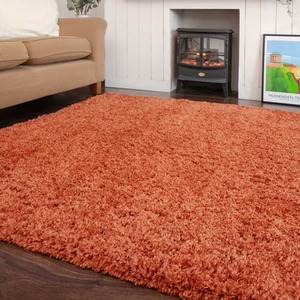 Super Soft Terracotta Orange Shaggy Living Area Rug by The Rug House
