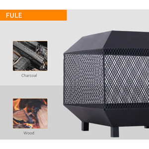 Outsunny Garden Square Firepit Heater Stove - Black by Outsunny