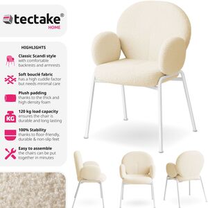 Dining Chair Scandi - Padded Boucle Cover, High Backrest by tectake