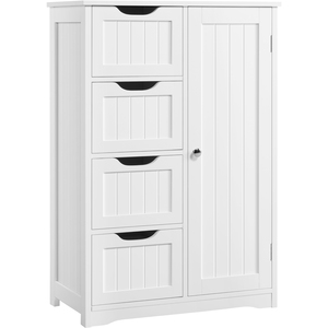 Yaheetech Bathroom Floor Cabinet with 4 Drawers and Cupboard - White by Yaheetech