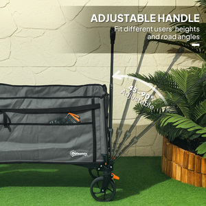Outsunny Folding Trolley on Wheels with Openable Sides - Grey by Outsunny