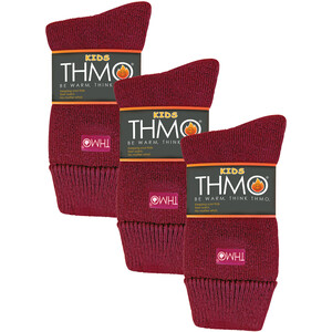 3 Pairs Kids Thermal Socks Ribbed Soft Top Fleece Fluffy Inner Socks - Pink / 7-10 Years by THMO
