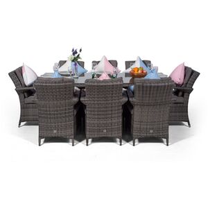 Arizona Square Rattan Patio Dining Set with Ice Bucket Drinks Cooler - Grey / 8 by Giardino