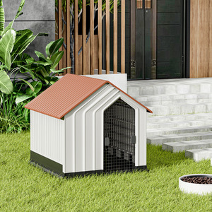 Waterproof Plastic Pet House with Roof Dog Kennel - Orange / 62cm by Livingandhome