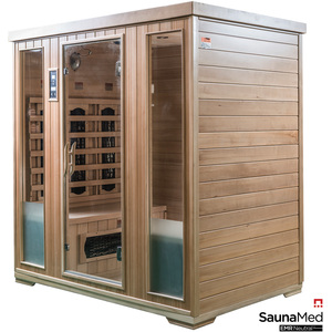 4 Person Indoor Classic Hemlock FAR Infrared Sauna EMR Neutral - Brown by SaunaMed