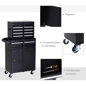 DURHAND 2 in 1 Metal Tool Cabinet Storage Box - Black by DURHAND