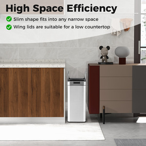 Slim Kitchen Trash Can - Silver by Costway