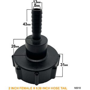 IBC S60x6 (2 inch) Female to (2 inch) Hose Tail by DNA PACKAGING LTD
