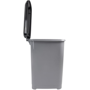 Slim Plastic Lidded Pedal Waste Bin - Grey by JVL