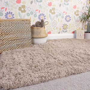 Super Soft Beige Shaggy Living Area Rug by The Rug House