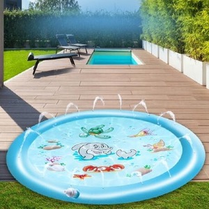 Sprinkler Pad Inflatable Splash Play Mat Splash Pad for Kids Toddlers 100cm - light blue by UMKYTOYS