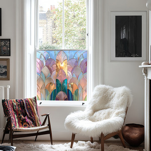 Lecco Art Deco Stained Glass Privacy Window Film by Creative Printing Solutions
