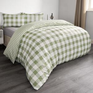 Gingham Duvet Cover Set - Green / King by OHS