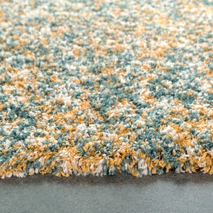 Teal Ochre Mottled Soft Shaggy Area Rug by The Rug House