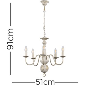 Traditional 5 Way White Flemish Style Ceiling Light Chandelier Fitting - White by ValueLights