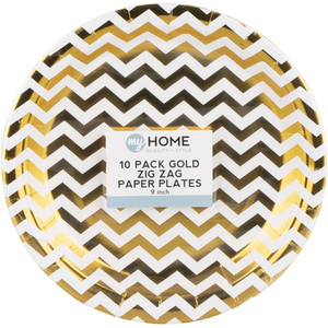 Pack of 10 ZigZag Paper Plates - Gold