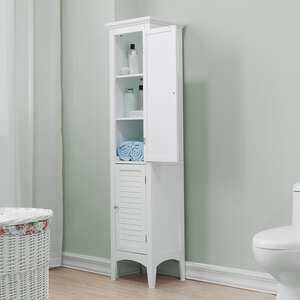 Teamson Home Wooden Bathroom Cabinet Tall Free Standing White ELG-588 - White by Teamson Home