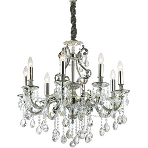 Gioconda 8 Light Crystal Chandelier Antique Silver Finish, E14 - Antique Silver
