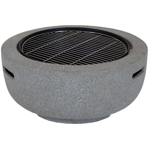 Round Magnesia Fire Pit - Black, Stone by Charles Bentley