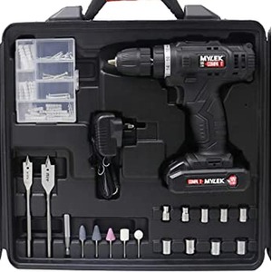 Mylek 18V Cordless Drill Tool Set Driver With 130-Piece Tool Accessory and Case - Black by Mylek