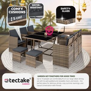 Malaga 641 Rattan Garden Furniture Set with Protective Cover by tectake