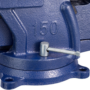 Bench Vice - cast iron, with anvil, rotatable, 2 locking screws - Blue / 15cm by tectake