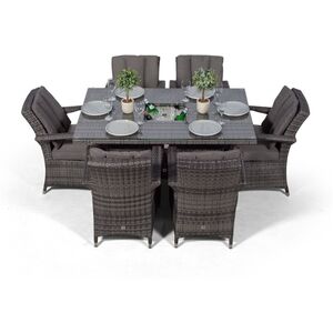 Arizona Square Rattan Patio Dining Set with Ice Bucket Drinks Cooler - Grey / 6 by Giardino