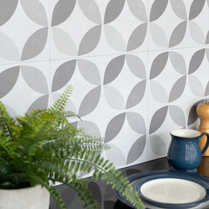 Geometric Grey Self Adhesive Wall Tiles - Grey by d-c-fix