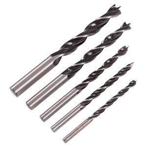 Carbon Steel Brad Point Wood Drill Bit 5pc Set 4-10mm - Silver by Blackspur