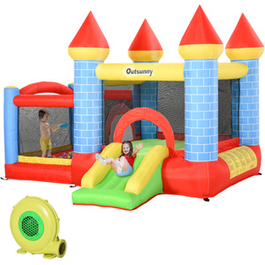 Outsunny Kids 4 in 1 Bounce Castle House Inflatable - Red by Outsunny