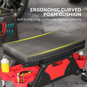 HOMCOM Capacity Rolling Mechanic Stool - Black by HOMCOM