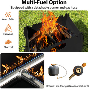 2-in-1 Camping Grill - Black by Costway