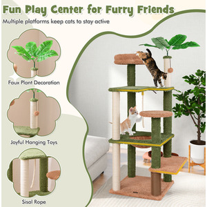 Cat Tree Cute Cat Tower - Green by Costway