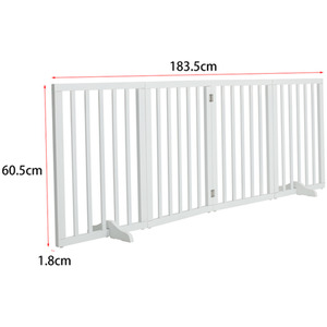 Foldable Pet Gate Dog Barrier - White / 183.5cm by Livingandhome