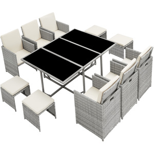 Malaga 641 Rattan Garden Furniture Set with Protective Cover by tectake