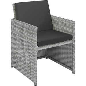 New York Rattan Garden Furniture Set with Protective Cover - LIght Grey by tectake