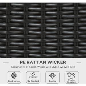 Outsunny 50,000 BTU Marble Desktop Rattan Gas Fire Pit Table - Black by Outsunny