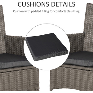 Outsunny 4PC Rattan Chair Patio Sofa Chairs Set - Grey / Metal Polyester Polyethylene by Outsunny