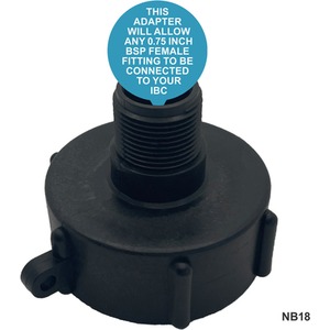 IBC S60x6 (2 inch) Female to (0.75 inch) BSP Male Adaptor - Black by DNA PACKAGING LTD