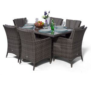 Savannah Square Rattan Patio Dining Set - Grey / 6 by Giardino