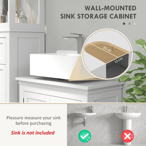 HOMCOM Under Sink Bathroom Cabinet with Adjustable Shelf - White by HOMCOM