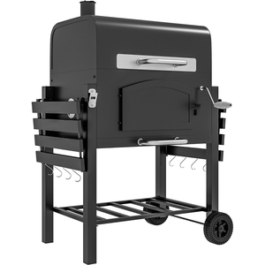 Outsunny Charcoal Grill BBQ Trolley with Adjustable Height - Black by Outsunny