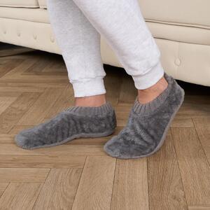 Mens Teddy Marl Fleece Anti Slip Thick Warm Slipper Socks - Charcoal Grey / M/L - UK 9-10 by OHS