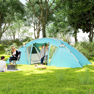 Outsunny 6 Man Family Camping Tent, 2 Bedrooms, a Living Room - Blue by Outsunny