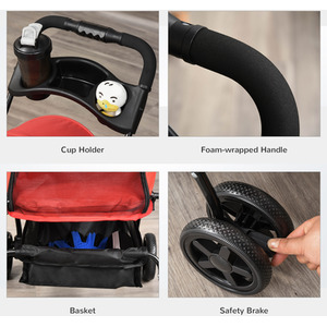 PawHut Dog Stroller Pet Travel Pushchair Foldable - Red by PawHut