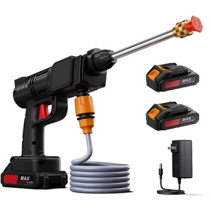 Electric Cordless Handheld Pressure Washer with 2 Batteries - Black by Livingandhome