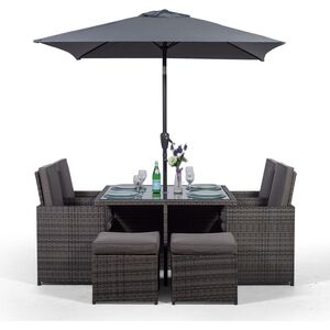 Giardino Rattan Cube Dining Set - Grey / 4 by Giardino